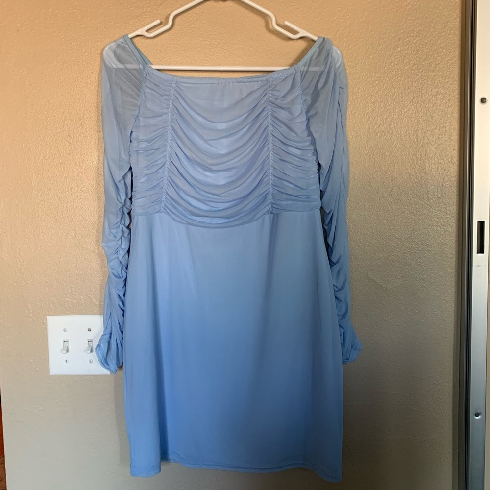 Light blue ruched dress